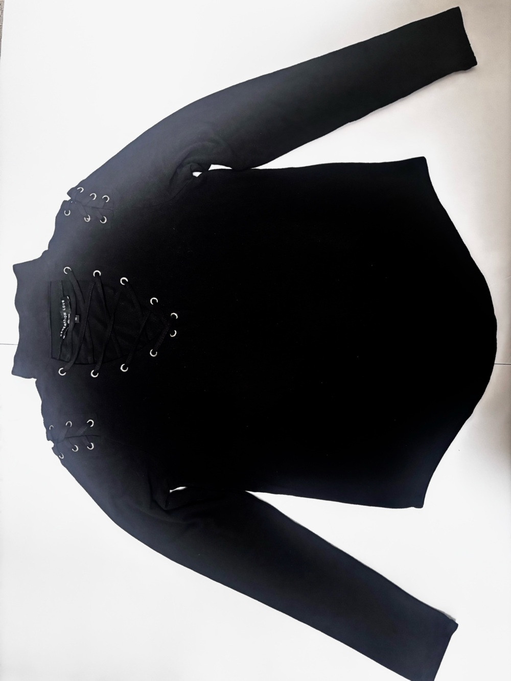 Generation Love Black Lace-Up Grommet Long Sleeve Top XS